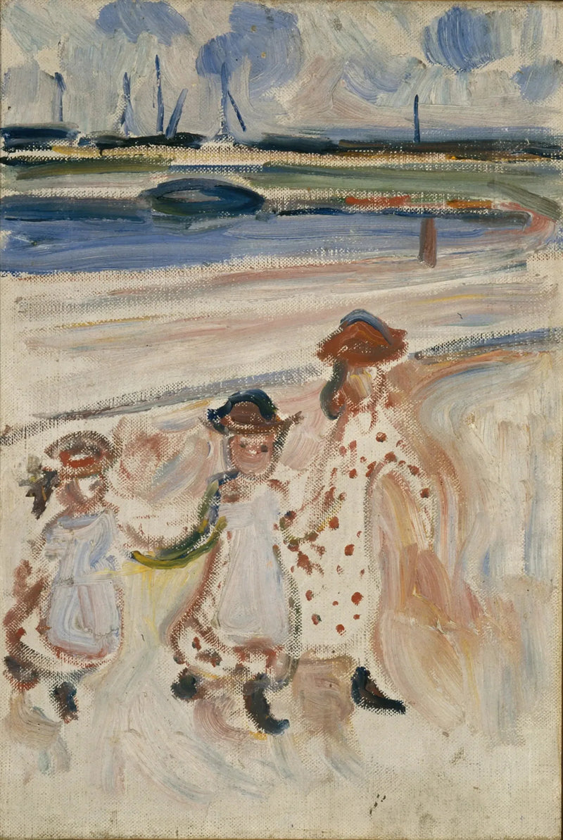 Tre Små Flickor på stranden - Edvard Munch