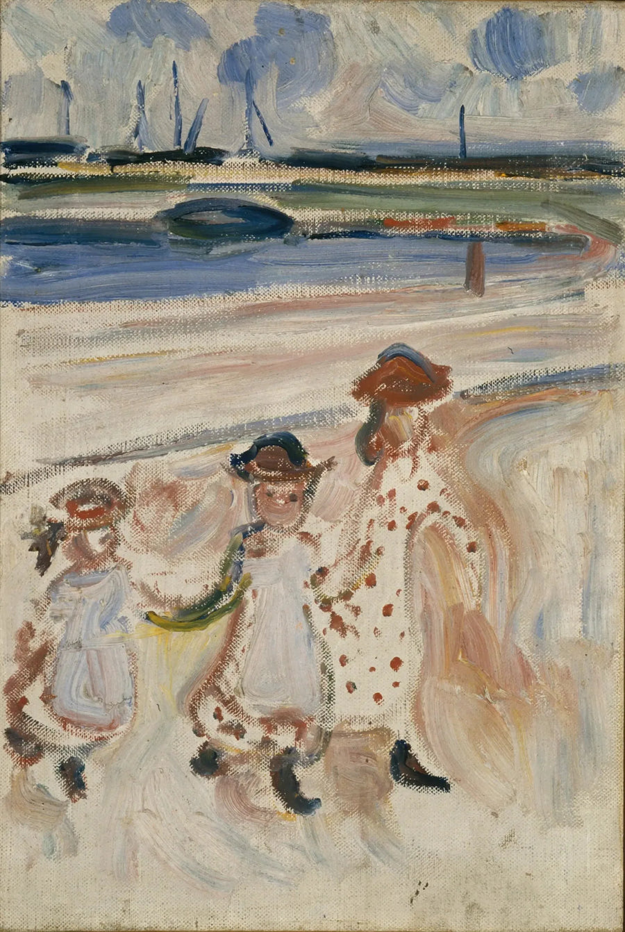 Tre Små Flickor på stranden - Edvard Munch