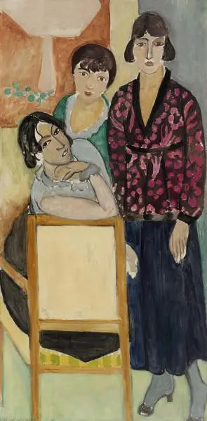 Tre systrar och "Det rosa marmorbordet" (De tre systrarna vid "Det rosa marmorbordet") - Henri Matisse