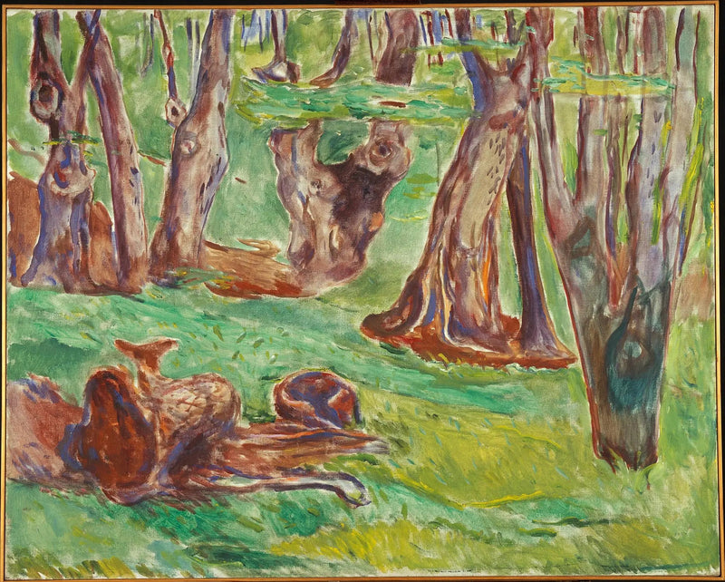 Grova trädstammar på sommaren - Edvard Munch