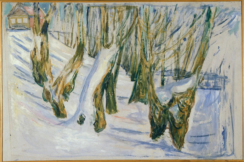 Grova stammar i snön - Edvard Munch