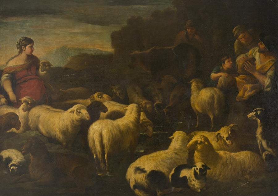 Herde av får - Luca Giordano