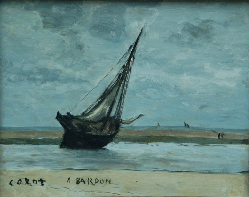 Trouville. Båten som har strandat, kallad Fiskebåt vid ebb - Jean-Baptiste Camille Corot