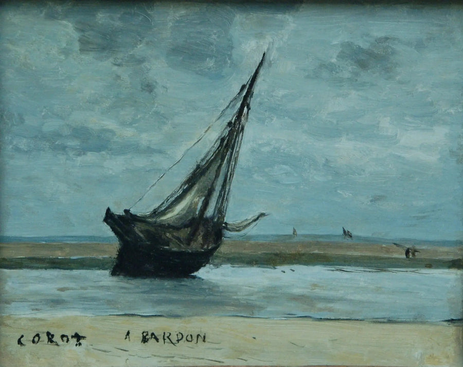 Trouville. Båten som har strandat, kallad Fiskebåt vid ebb - Jean-Baptiste Camille Corot