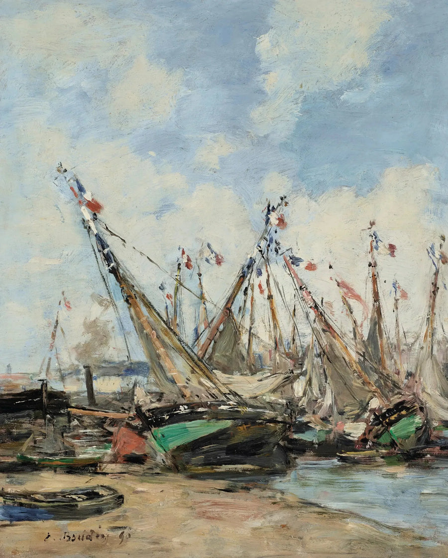 Trouville hamn segelbåtar ekon - Eugène Boudin