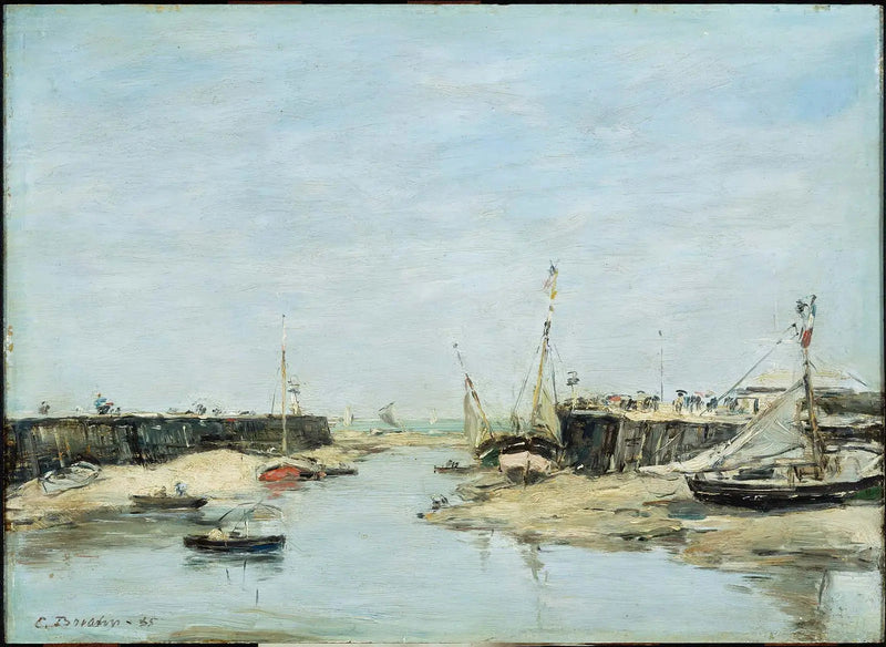 Trouville Jetéerna vid Lågt Vatten - Eugène Boudin