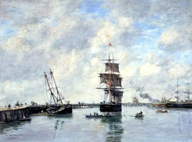 Trouville, pirerna, hög hav - Eugène Boudin