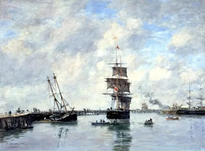 Trouville, pirerna, hög hav - Eugène Boudin