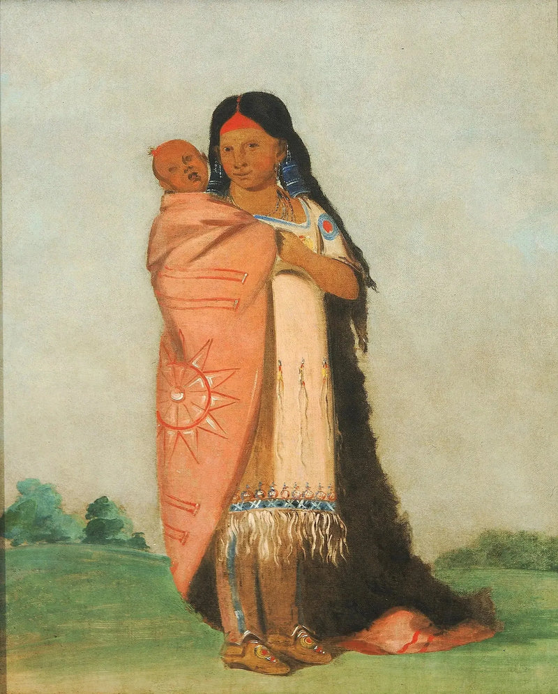 Tsee-moúnt, Stora underverket, bär sitt barn i sin klänning - George Catlin