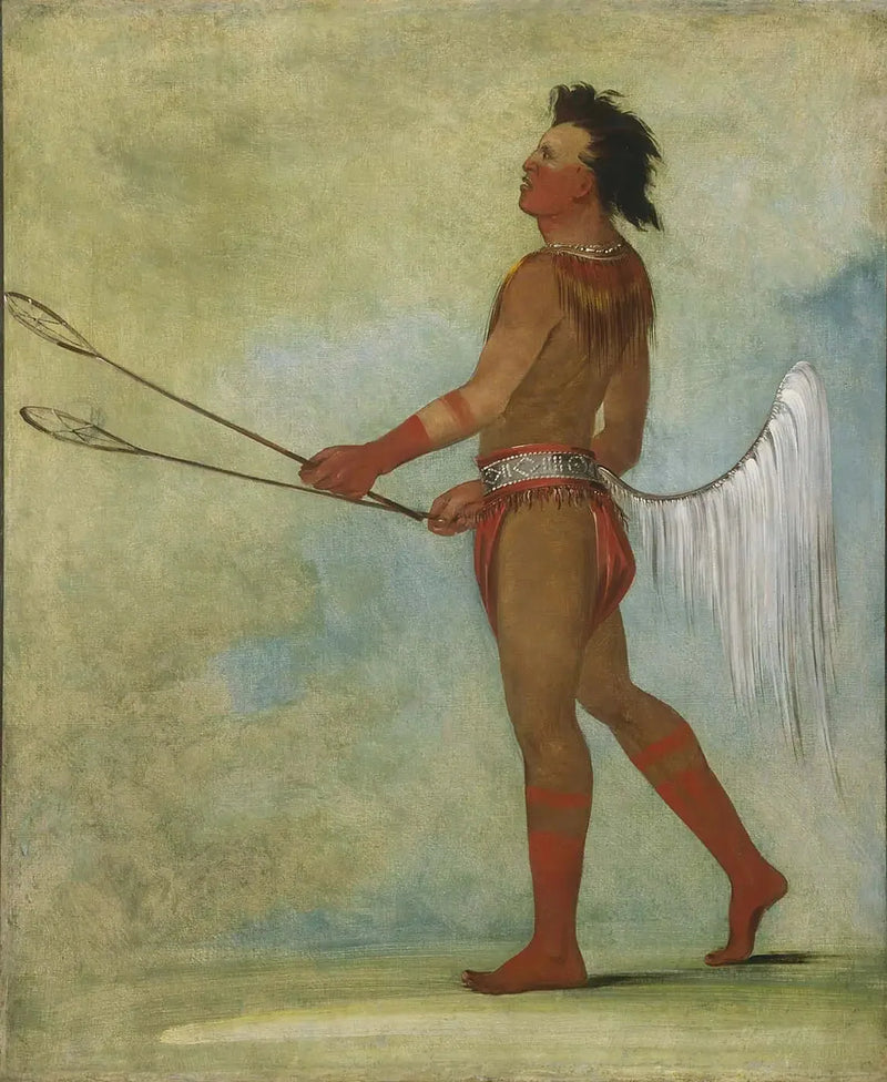 Tul-lock-chísh-ko, dricker stenens saft, i klädsel som en bollspelare - George Catlin
