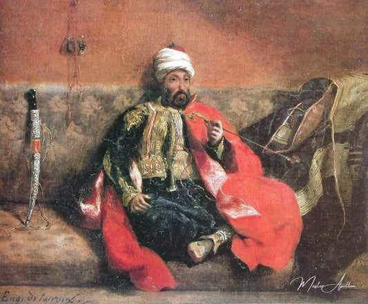 Turc fumant sur un Divan - Eugène Delacroix - Reproductions de tableaux et peintures haut de gamme