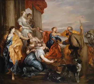 Ulysse upptäcker Achille bland Lycomèdes flickor - Antoine van Dyck