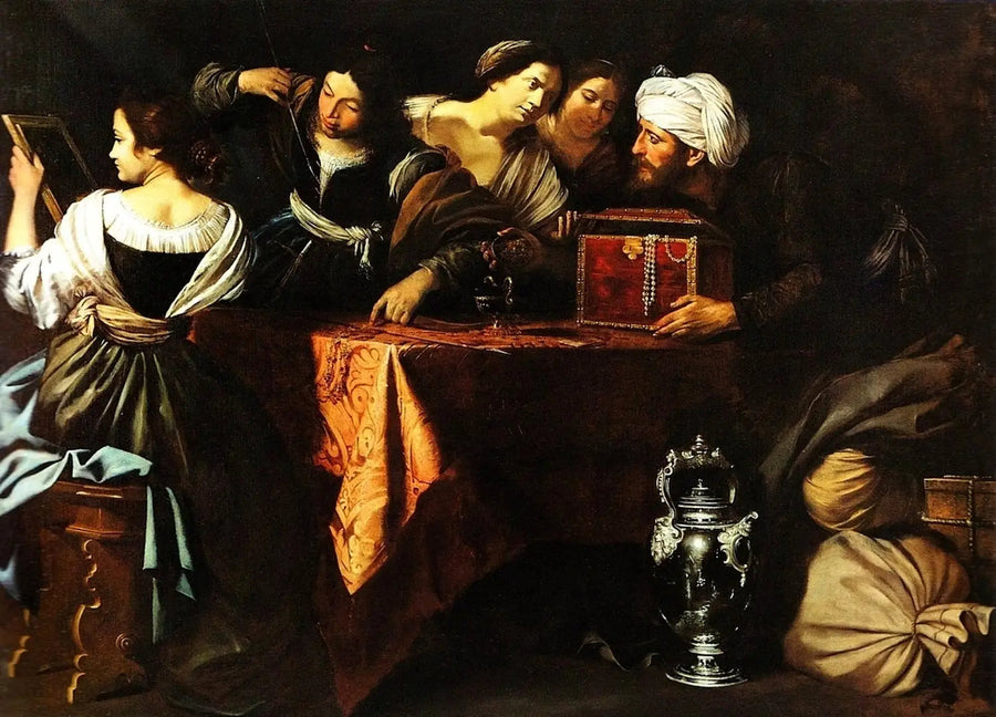 Ulysse tackar Achille bland Lycomède's döttrar - Artemisia Gentileschi