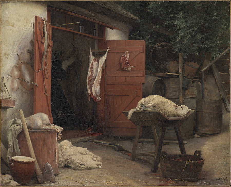En slakteri i Hellebæk - Carl Heinrich Bloch