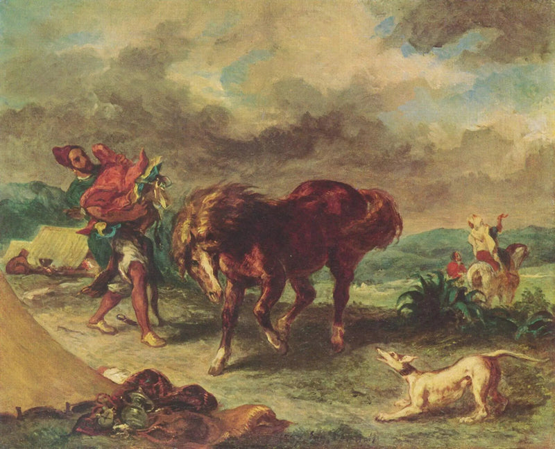 En arab som sadlar sin häst - Eugène Delacroix