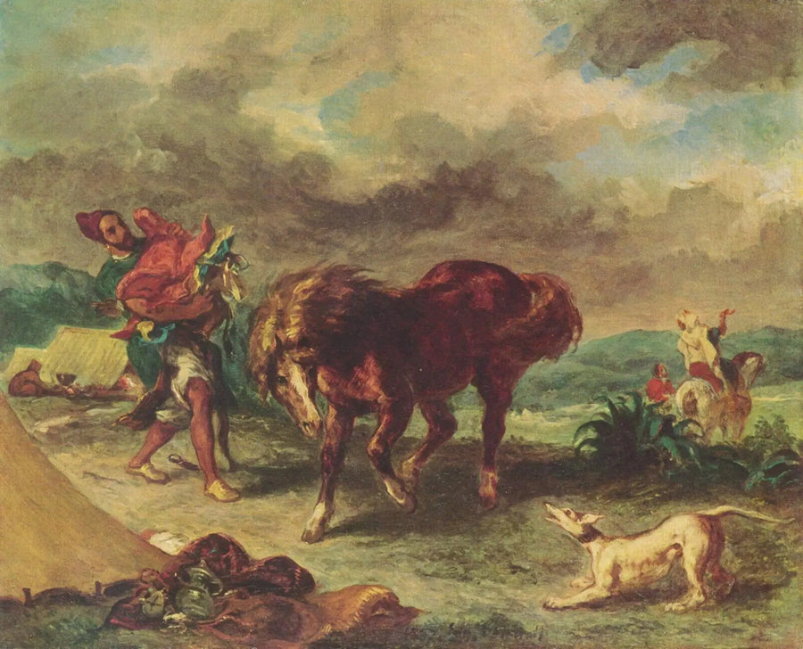 En arab som sadlar sin häst - Eugène Delacroix