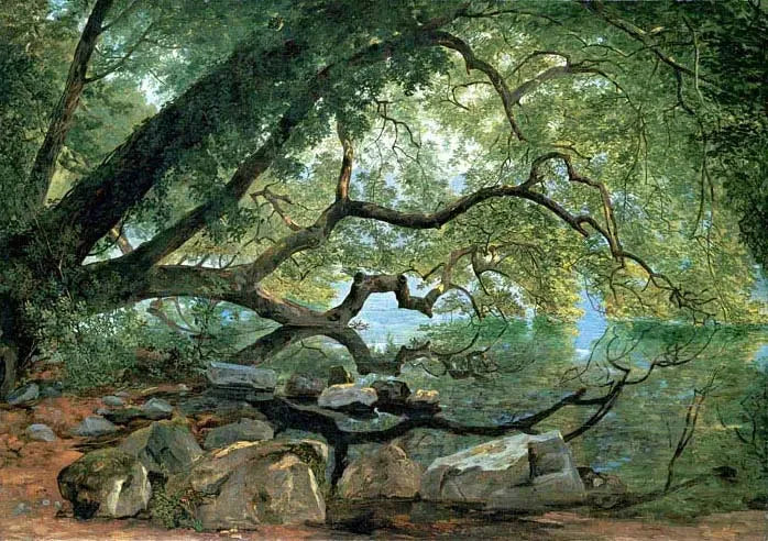 Ett Ilex-träd vid Albano-sjön i Italien - John Frederick Kensett
