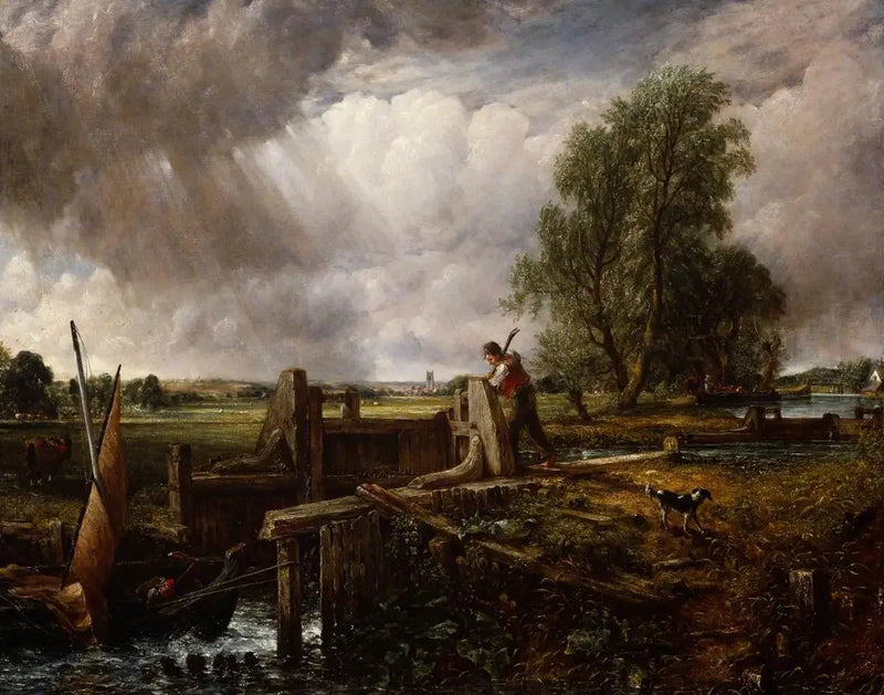 En båt som passerar en sluss - John Constable