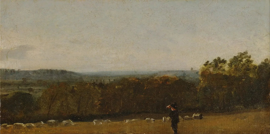 En herde i ett landskap som tittar genom Dedham Vale mot Langham - John Constable