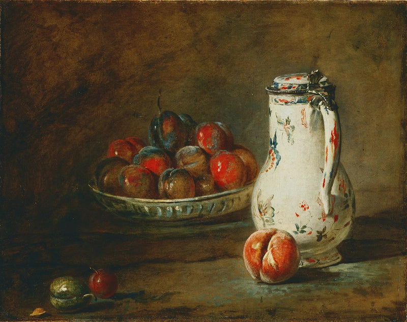 En skål med plommon - Jean Simeón Chardin
