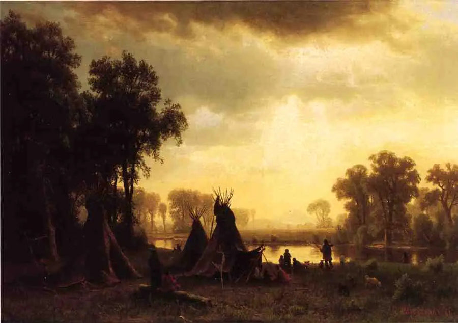 En indianlägerplats - Albert Bierstadt