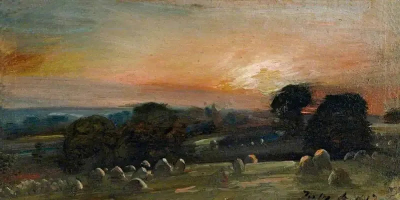 En höstack nära East Bergholt vid solnedgången - John Constable
