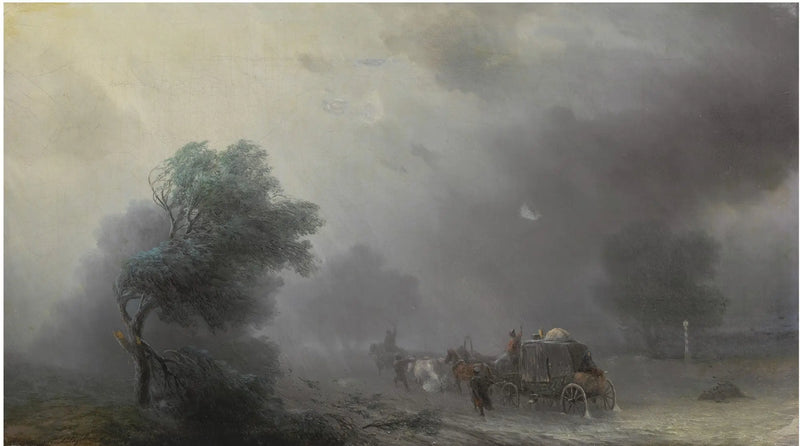 En vagn i stormen - Ivan Aïvazovski