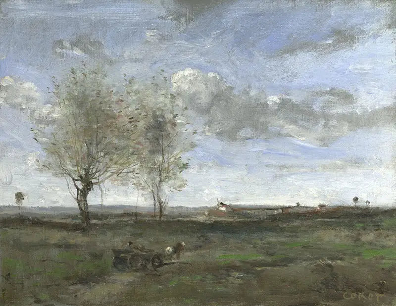 En vagn på Artois slätter - Jean-Baptiste Camille Corot