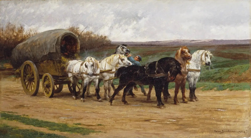 En vagn och en hästdragning - Rosa Bonheur
