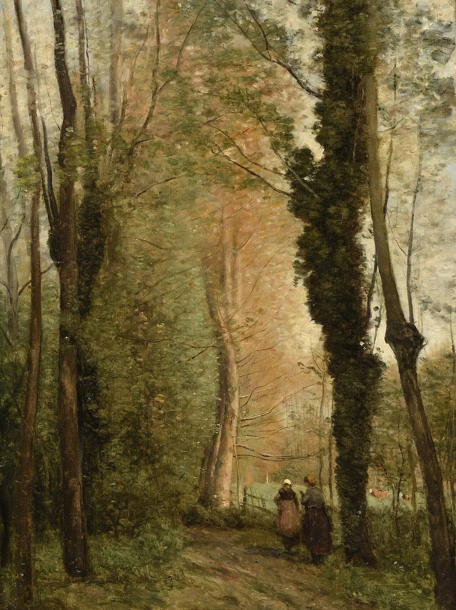 En väg under träden på våren - Jean-Baptiste Camille Corot
