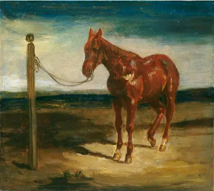 En häst kopplad till en stolpe - Eugène Delacroix