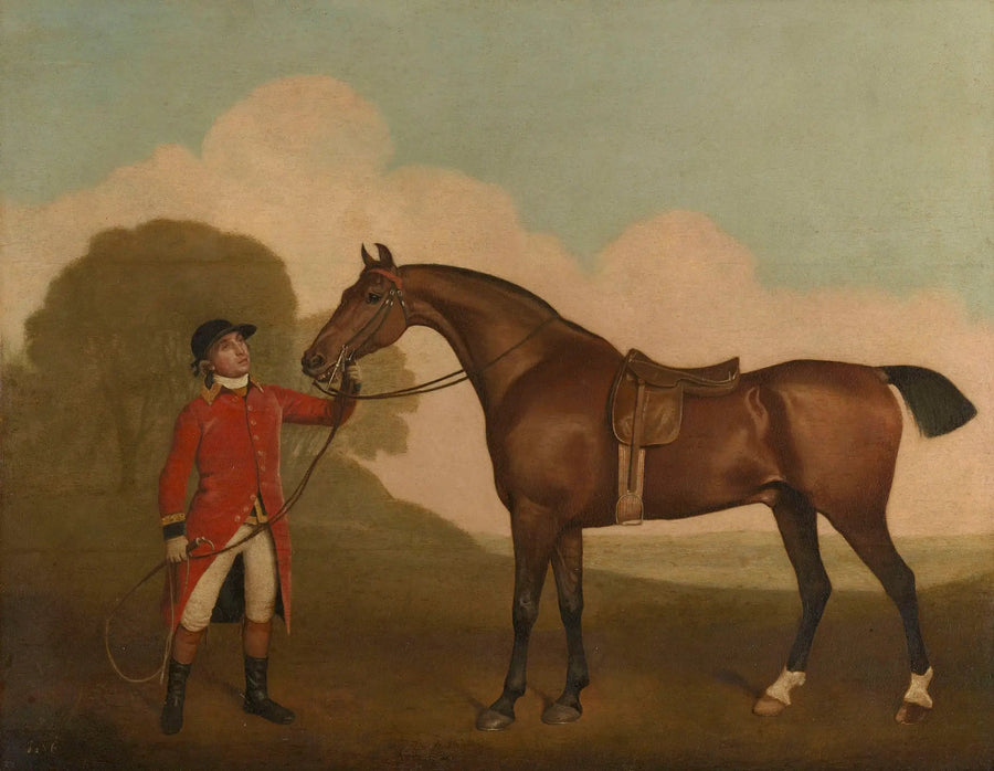 En brun häst med en stallpojke - George Stubbs