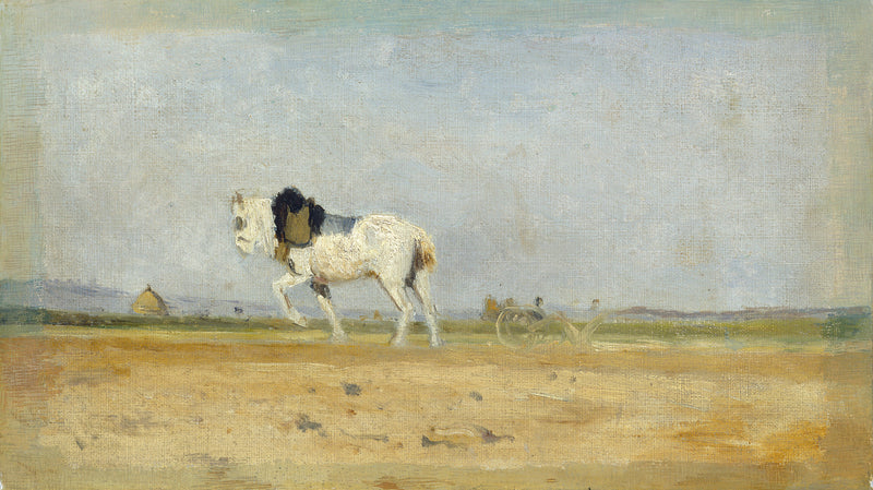 En ploghäst i en åker - Stanislas Lépine