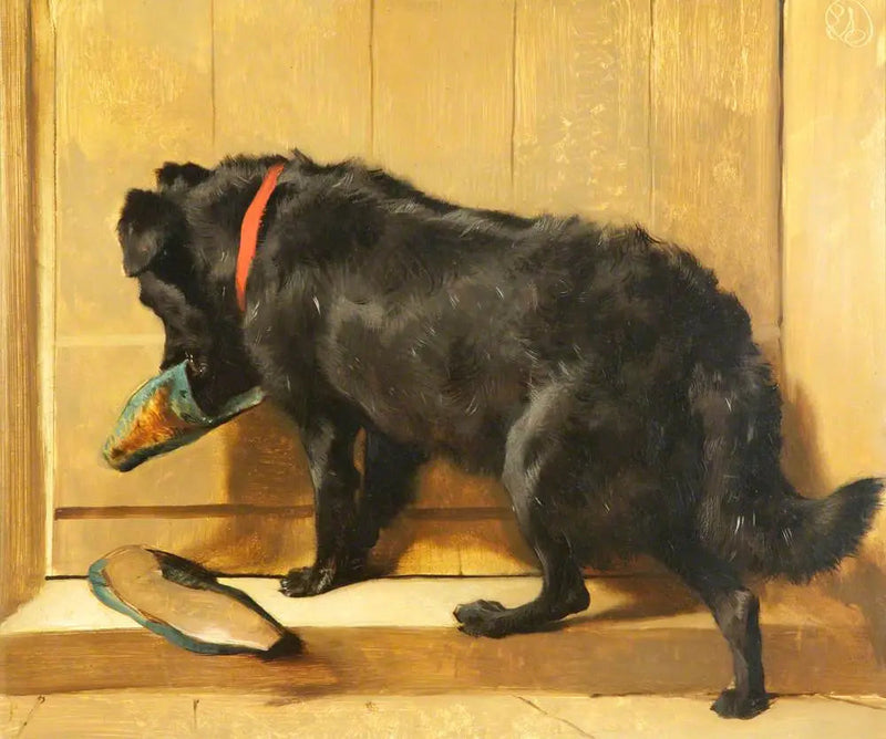 En hund med en toffla - Edwin Henry Landseer