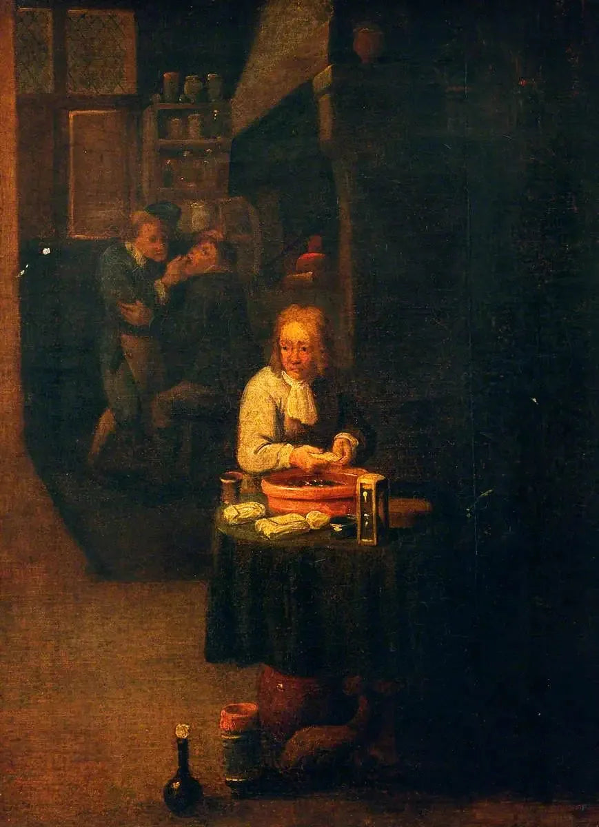 En kirurg förbereder ett gips - David Teniers den yngre