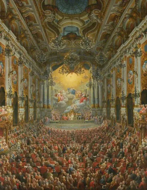 En konsert given av hertigen av Nivernais vid tillfället av Dauphins födelse - Giovanni Paolo Panini