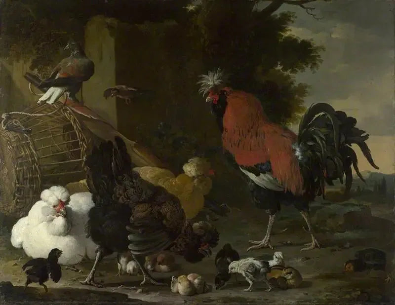 En höna, höns och kycklingar - Melchior de Hondecoeter