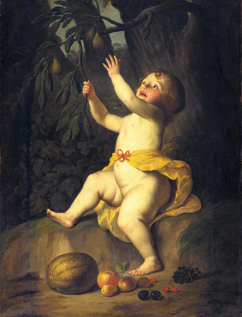 Ett barn som plockar frukt - Gerrit van Honthorst
