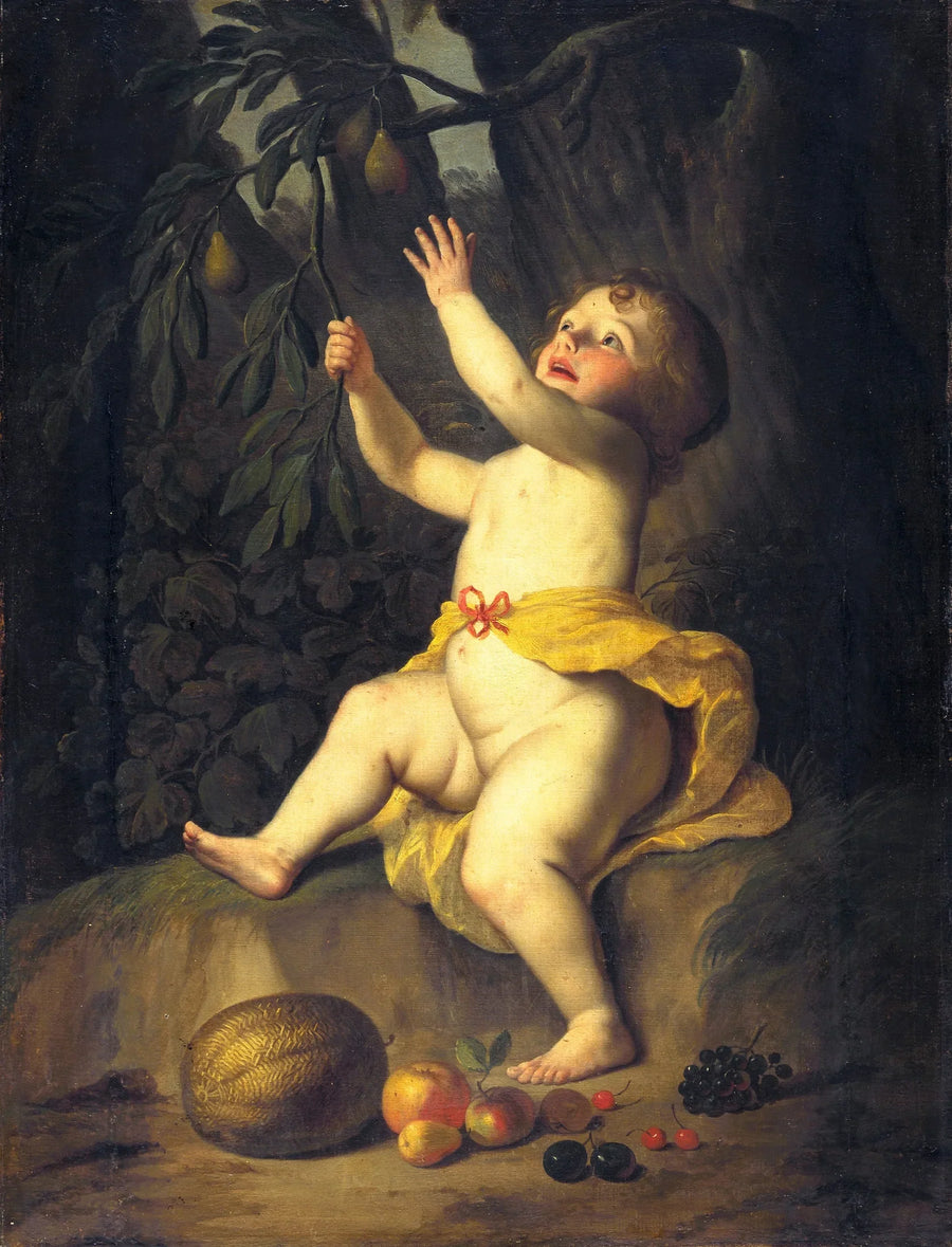 Ett barn som plockar frukt - Gerrit van Honthorst