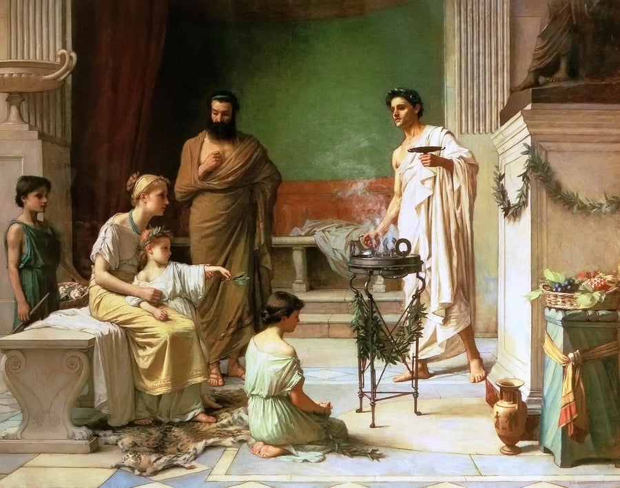 Ett sjukt barn fört till Esculapes tempel - John William Waterhouse