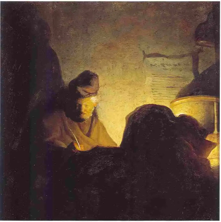 En lärd vid ljuset av stearinljus - Rembrandt