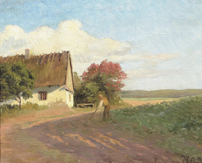 En bonde som arbetar på en åker en sommardag. - H. A. Brendekilde
