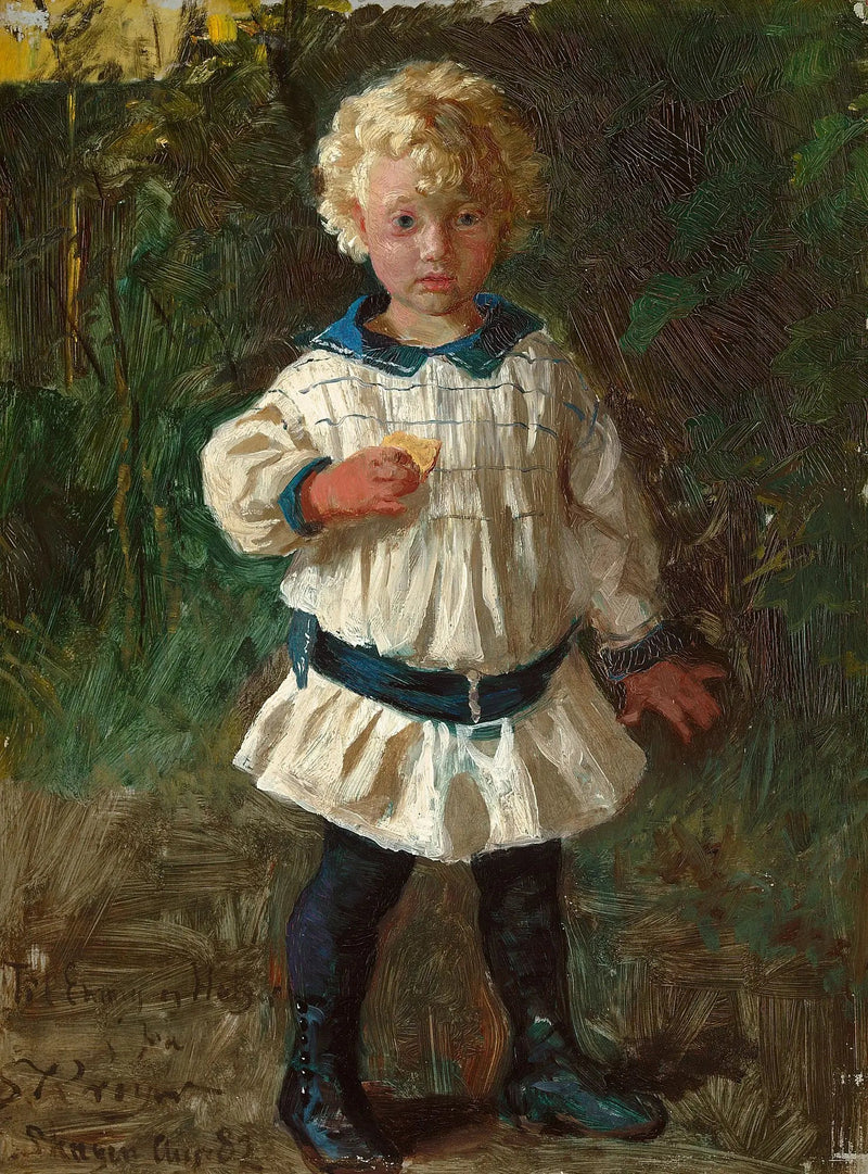 En blond pojke. Porträtt av Jens Drachmann. - Peder Severin Krøyer