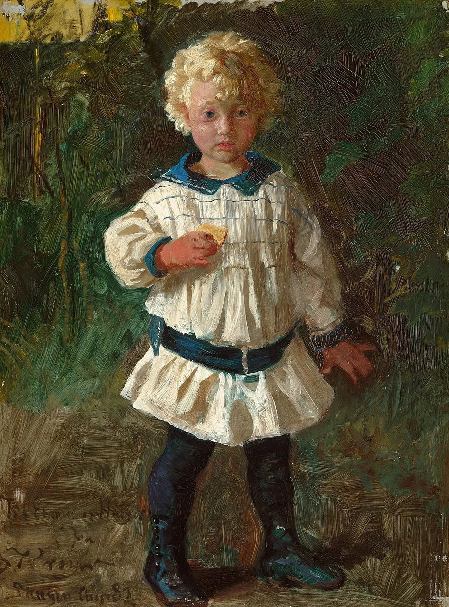 En blond pojke. Porträtt av Jens Drachmann. - Peder Severin Krøyer