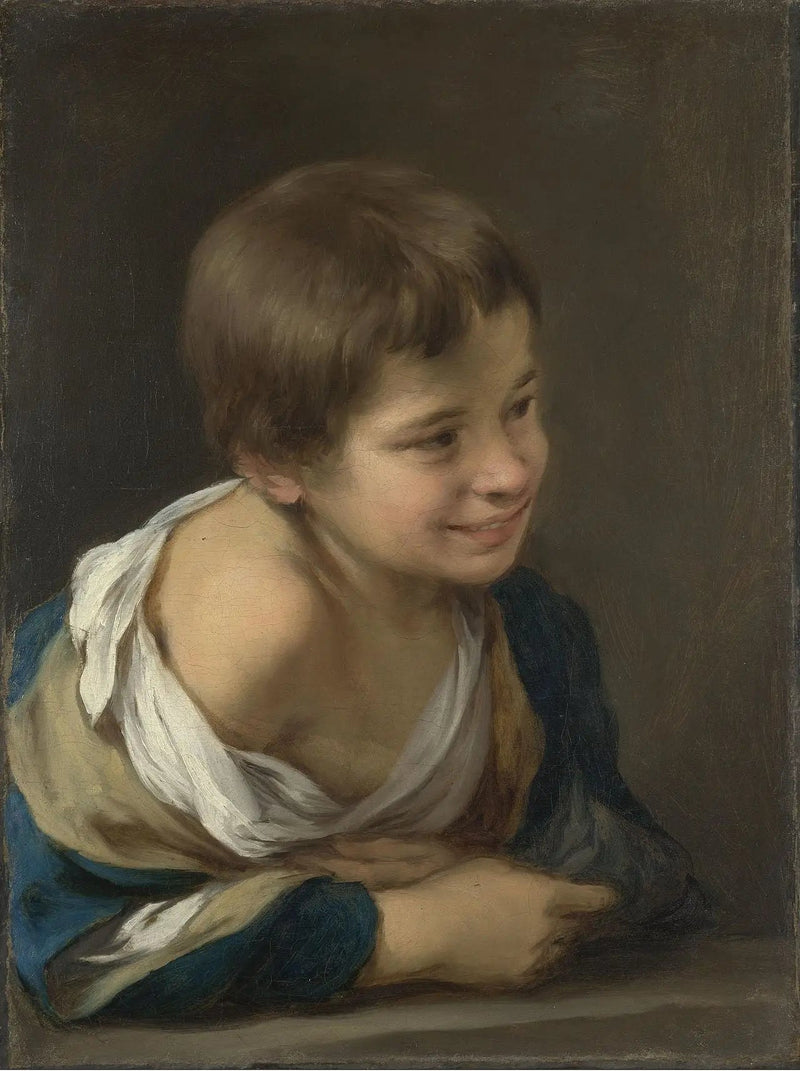 En pojke som är bonde lutande sig mot ett fönsterbräde - Bartolomé Esteban Murillo