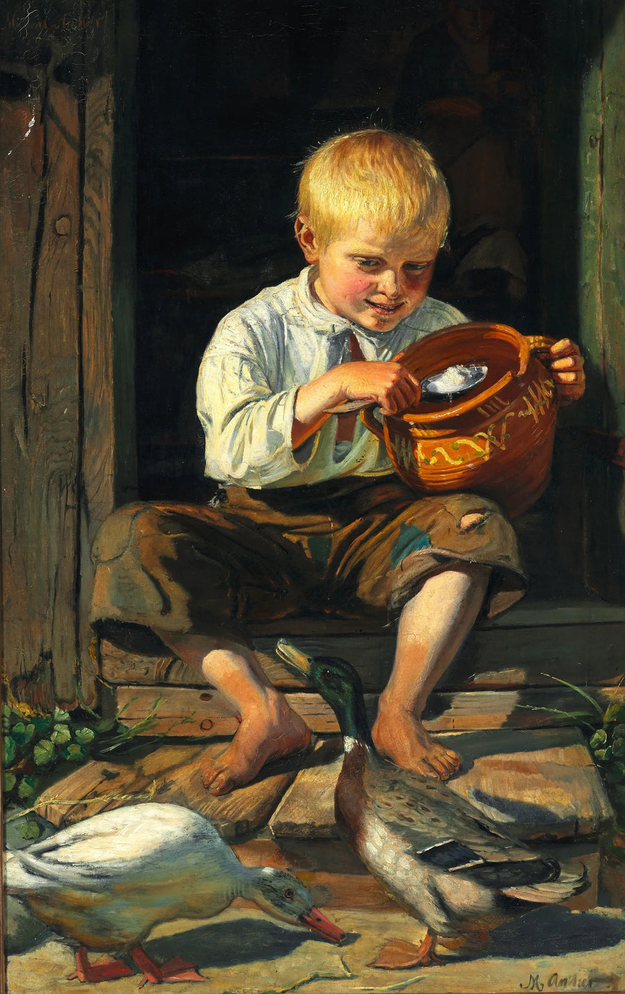 En pojke som matar änderna - Michael Peter Ancher
