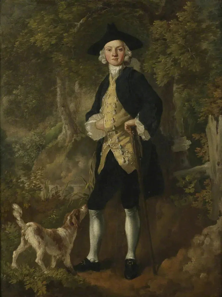 En gentleman med en hund i en skog - Thomas Gainsborough