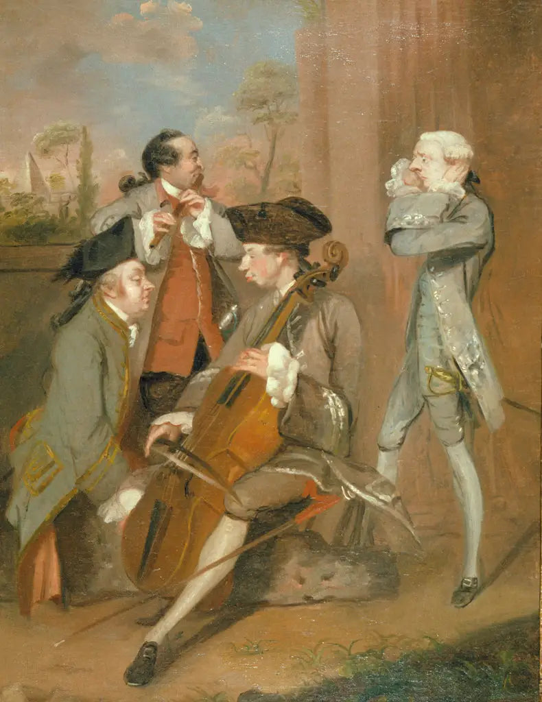 En grupp karikatyrer: Sir Charles Turner, M. Cook, M. John Woodyeare och reverend Dr William Drake - Joshua Reynolds