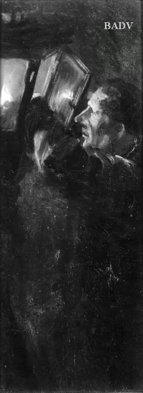 En man som tänder en lykta - Adolph von Menzel