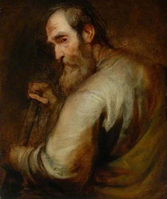 En man lutad mot en spade - Antoine van Dyck